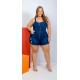 Macaquinho Plus Size jeans escuro