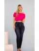 Calça jeans lavado, com lycra,