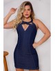 Vestido jeans escuro, com lycra