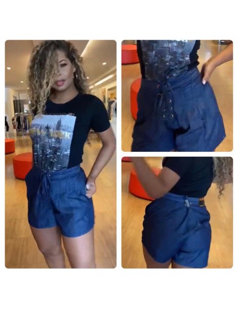 Short jeans com detalhes 
