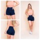 Short jeans azul escuro, com lycra.