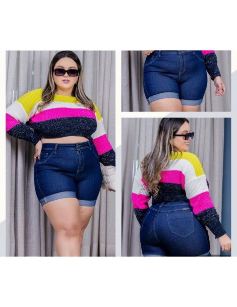 Bermuda jeans escuro Plus Size