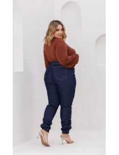 Calça jeans Plus Size escuro, com lycra