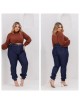 Calça jeans Plus Size escuro, com lycra