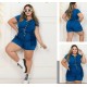 Macaquinho Plus Size jeans lavado