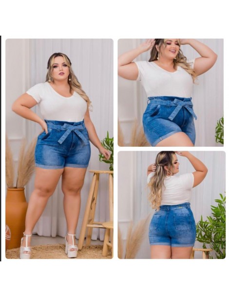 Short Clochard jeans lavado Plus Size