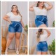 Short Clochard jeans lavado Plus Size