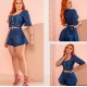 Short Godê jeans azul, com lycra