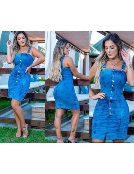 Vestido jeans lavado com lycra