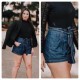 Short Clochard jeans plissado
