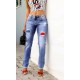 Calça Jeans  com costura levanta bum-bum