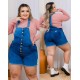 Jardineira jeans lavado Plus Size