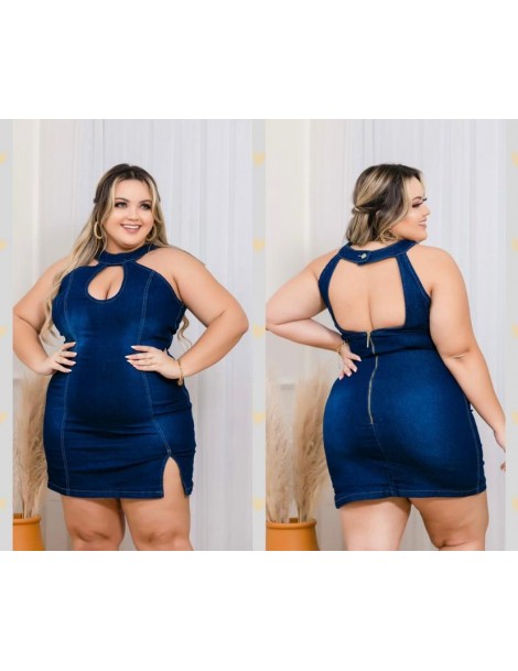 Vestido jeans escuro Plus Size