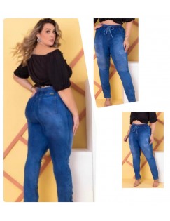 Calça jeans lavada Plus Size, com lycra