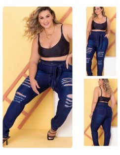 Calça clochard jeans escuro Plus Size