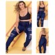 Calça clochard jeans escuro Plus Size