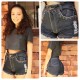 Short jeans escuro preto