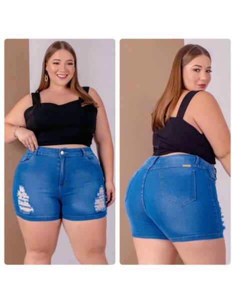 Short Plus size jeans claro.