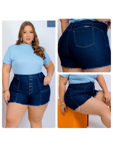 Short Plus size jeans escuro.