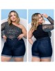 Bermuda jeans Plus Size escuro