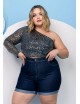 Bermuda jeans Plus Size escuro