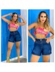 SHORT JEANS ESCURO CINTURA ALTA 