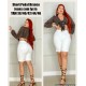 Bermuda jeans branca com lycra