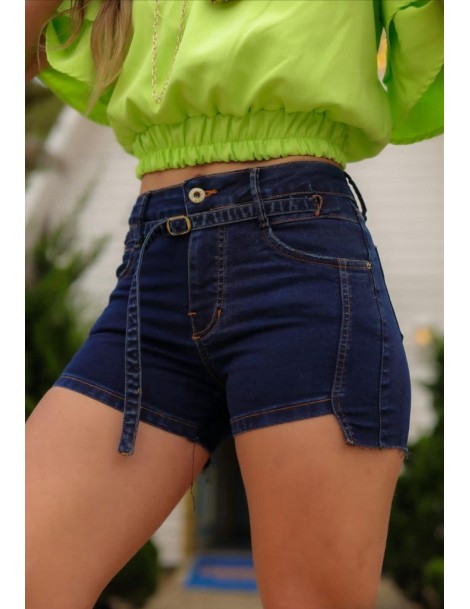 short jeans escuro com lycra