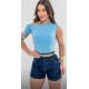 Short Jeans Escuro  Bolso Faca