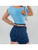 Short Jeans Escuro  Bolso Faca